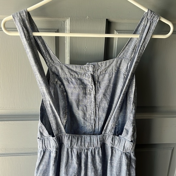 Japna Wide Leg Open Back Sleeveless Cotton Blue White Striped Jumpsuit, Size M - Picture 5 of 16